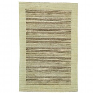 Loon Peak One-of-a-Kind Rothermel Striped Modern Hand-Knotted Beige Area Rug LNPE5864